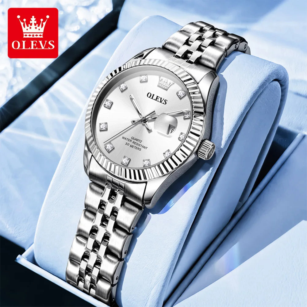 OLEVS 3705 Watches for Women Luxury Top Brand Original Quartz Woman Watch Calendar Waterproof Diamond Dial Elegant Ladies Watch