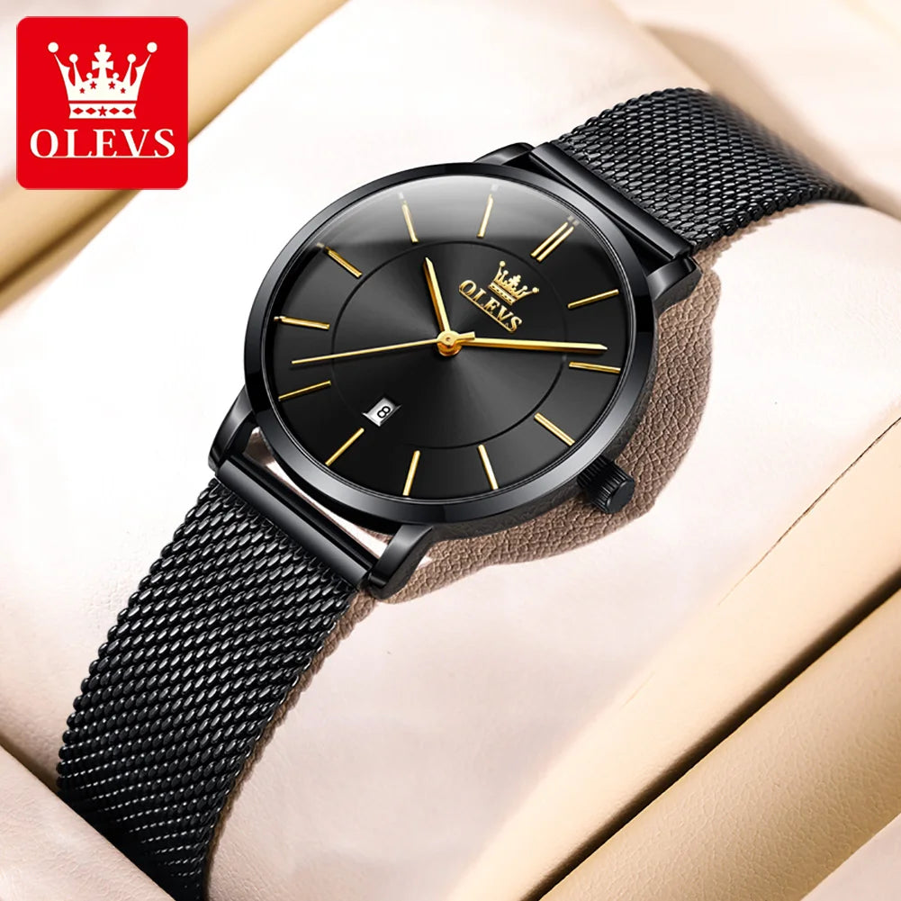 OLEVS 5869 Women Watch Original Brand Simple Mesh Belt Quartz Watch Automatic Date Waterproof Luminous Watches For Women Box