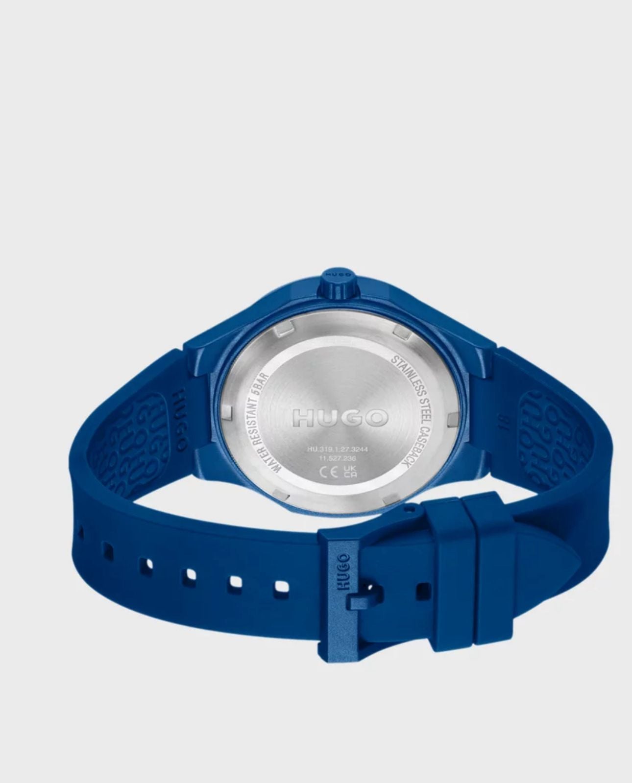Relogio azul com bracelete de silicone com logotipo