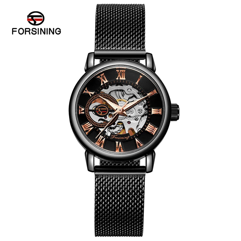 Reloj Mujer FORSINING Fashion Woman Watch Mechanical Automatic Movement Wristwatch Mesh strap Band Female Mechanical Watch Hot