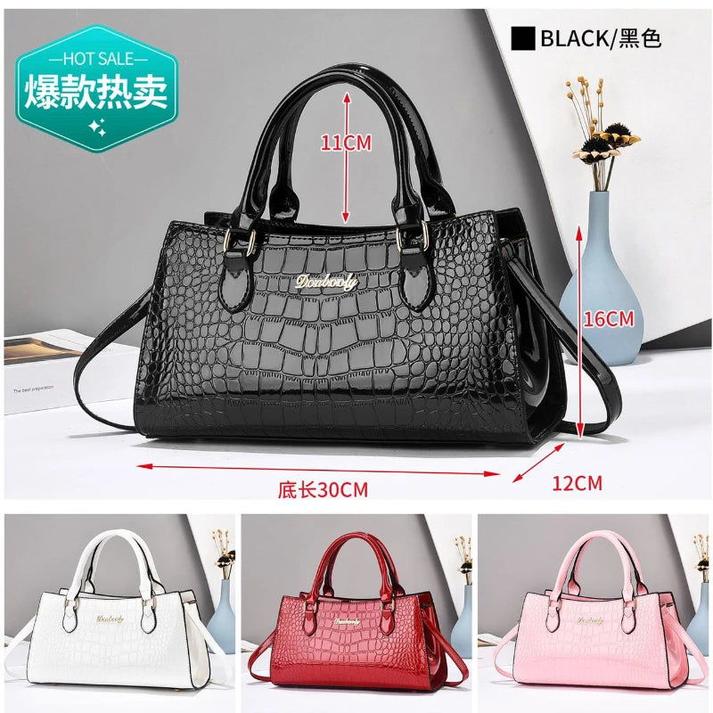 Brand High Quality Crocodile Patterned Women Bags Elegant Women's Handbag Large Capacity Commute Bag Vintage Messenger Bag