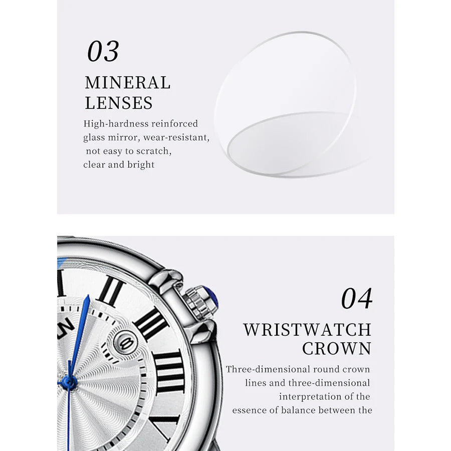 YASHIDUN ladies' watches are fashionable and elegant quartz watches with solid steel straps