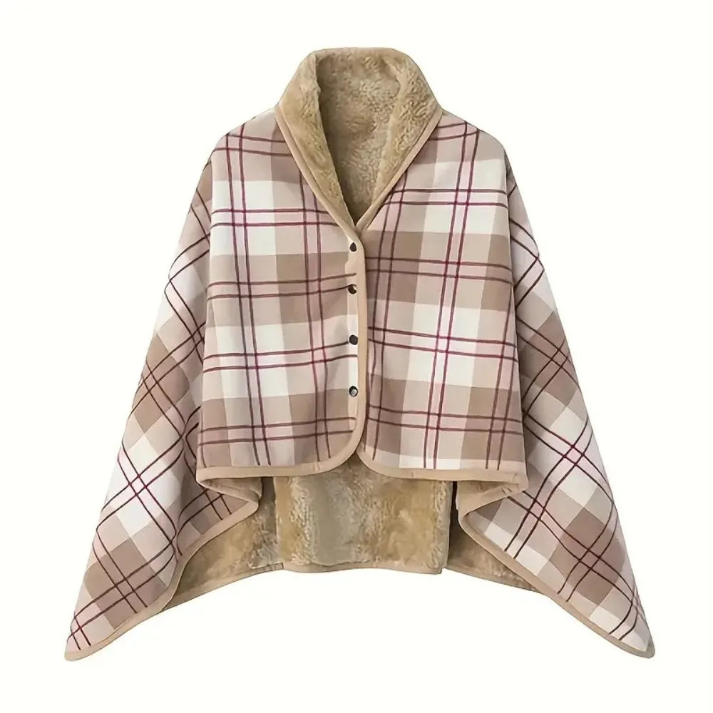 Throw Blankets Plaid Blanket Wearable Blanket Thicken Soft Home Shawl with Button Polyester Flannel Blanket Travel