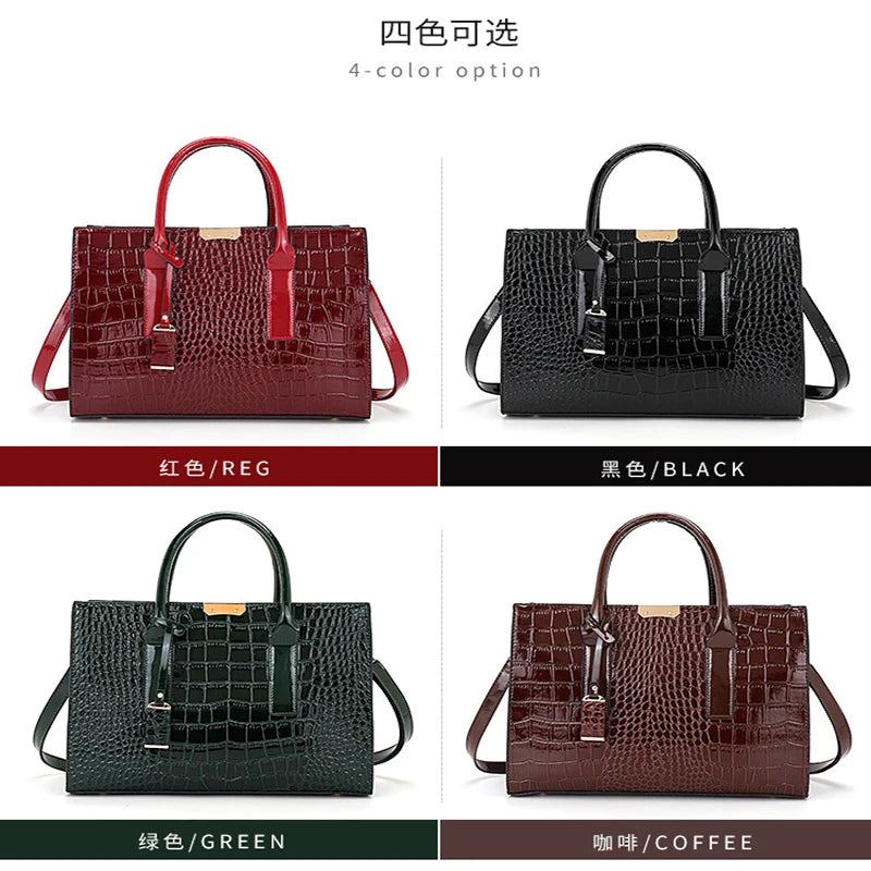 Crocodile Patterned Women's Handbag Luxurious Tote Bag Adjustable Shoulder Strap Large-capacity Crossbody Bag Suitable for Work