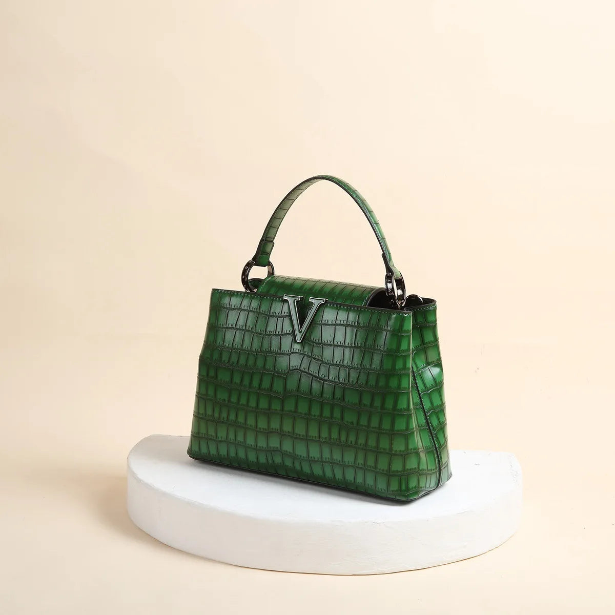 New Bright Leather Stone Pattern Women's Handbag Fashion Shoulder Messenger Bag Crocodile Pattern Portable Shell Bags 2025