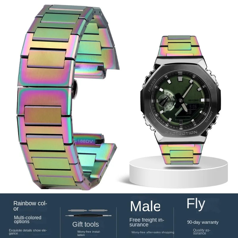 For Casio GA-2100 GM2100 watchband G-SHOCK farmhouse oak modified refined steel watch chain steel men's strap wristband Bracelet