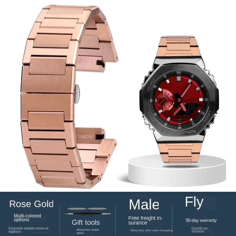 For Casio GA-2100 GM2100 watchband G-SHOCK farmhouse oak modified refined steel watch chain steel men's strap wristband Bracelet