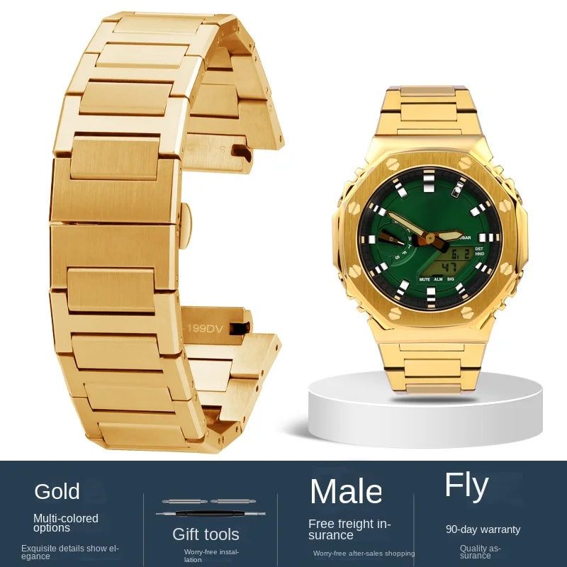 For Casio GA-2100 GM2100 watchband G-SHOCK farmhouse oak modified refined steel watch chain steel men's strap wristband Bracelet