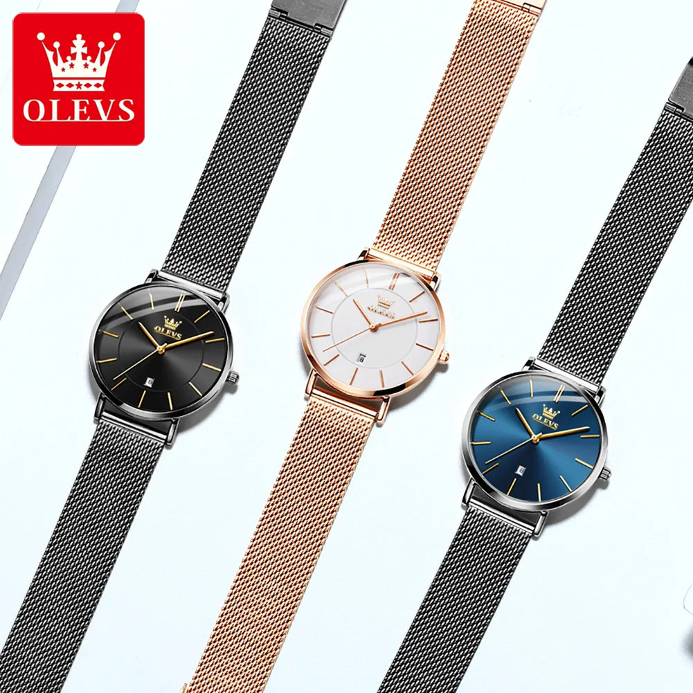 OLEVS 5869 Women Watch Original Brand Simple Mesh Belt Quartz Watch Automatic Date Waterproof Luminous Watches For Women Box
