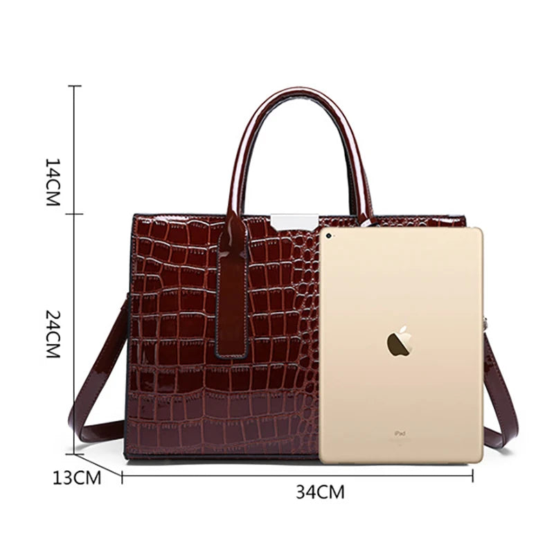 Crocodile Patterned Women's Handbag Luxurious Tote Bag Adjustable Shoulder Strap Large-capacity Crossbody Bag Suitable for Work