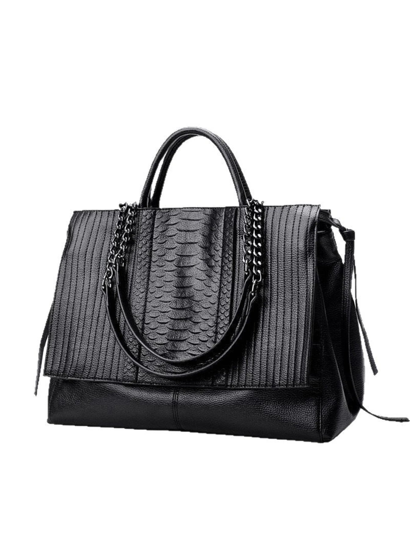 Luxury chain shoulder bag womens large capacity tote bag crocodile pattern satchel purse