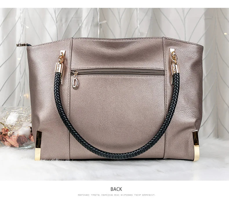 FOXER Brand Stylish Women Cowhide Leather Handbag Female Shoulder Bag Design Luxury Lady Large Capacity Zipper Top-Handle Bags