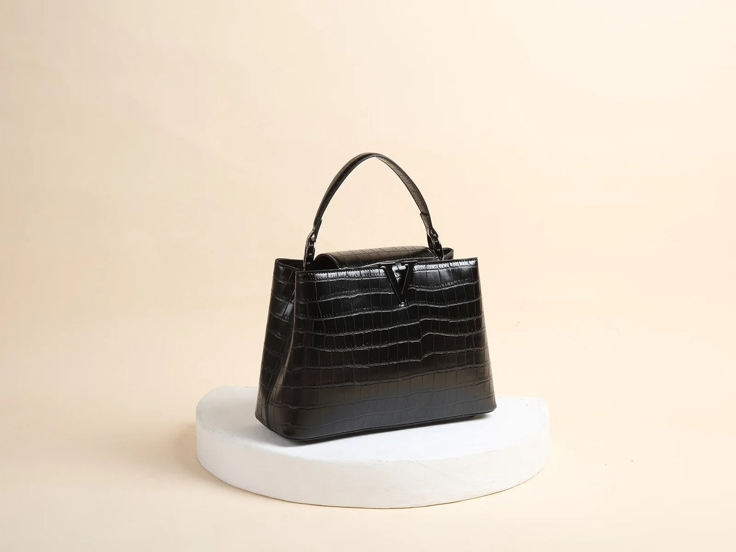 New Bright Leather Stone Pattern Women's Handbag Fashion Shoulder Messenger Bag Crocodile Pattern Portable Shell Bags 2025