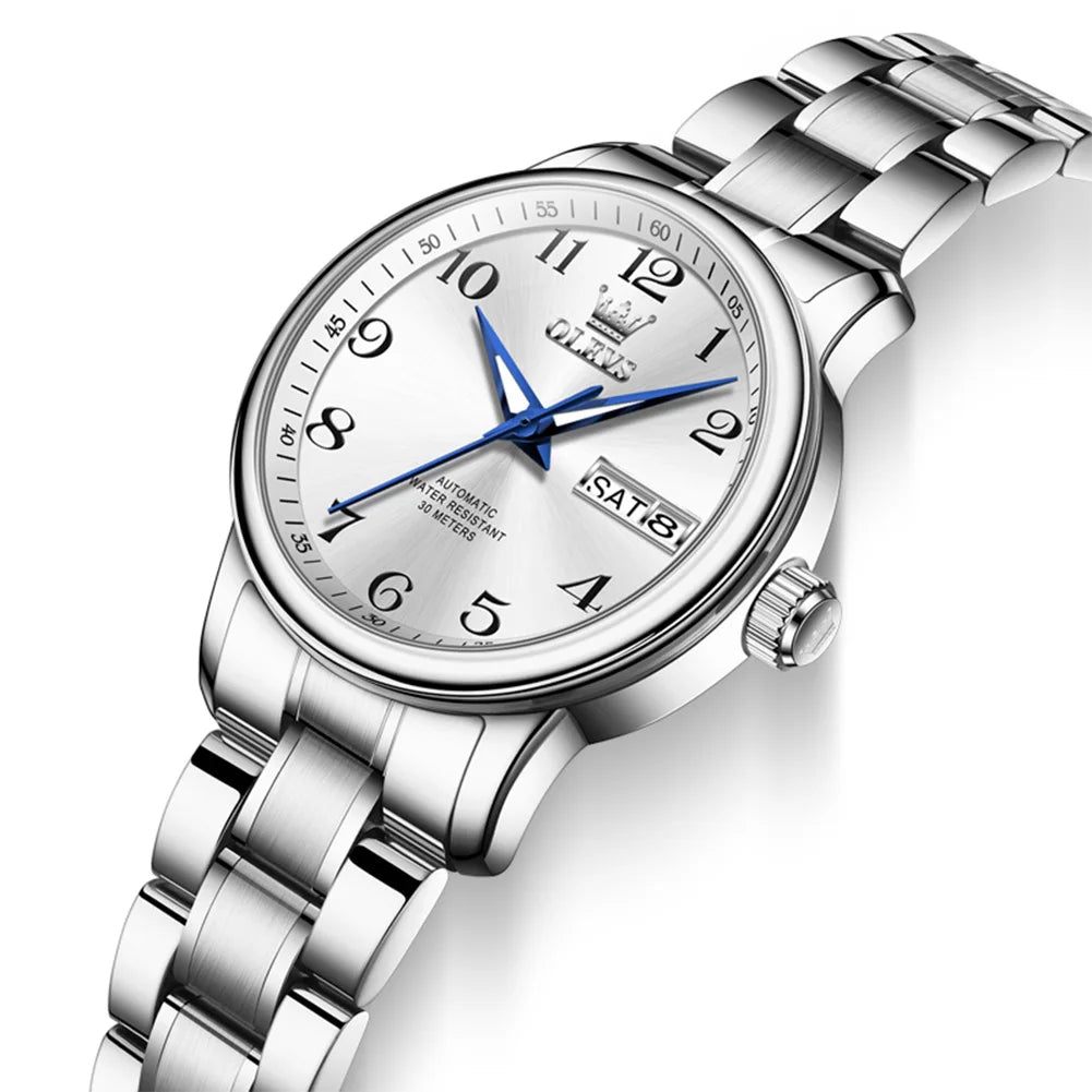 OLEVS Luxury Watch for Woman Ladies Elegant Automatic Mechanical  Watch Waterproof Luminous Date Stainless Steel Women's Watches