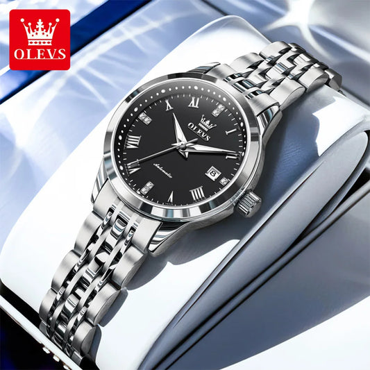OLEVS 7062 Woman Watch Elegant Stainless Steel Waterproof Date Automatic Watch for Women Original Luxury Mechanical Wristwatches