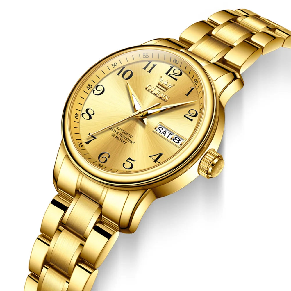 OLEVS Luxury Watch for Woman Ladies Elegant Automatic Mechanical  Watch Waterproof Luminous Date Stainless Steel Women's Watches