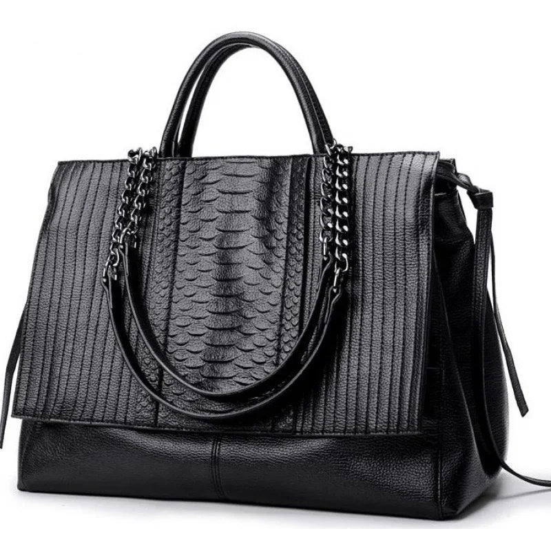 Luxury chain shoulder bag womens large capacity tote bag crocodile pattern satchel purse