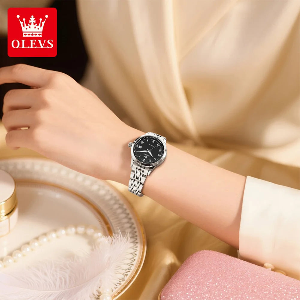 OLEVS 7062 Woman Watch Elegant Stainless Steel Waterproof Date Automatic Watch for Women Original Luxury Mechanical Wristwatches