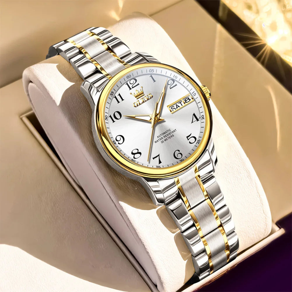 OLEVS Luxury Watch for Woman Ladies Elegant Automatic Mechanical  Watch Waterproof Luminous Date Stainless Steel Women's Watches