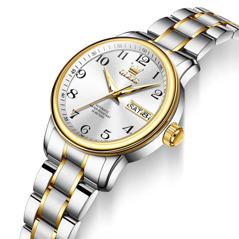 OLEVS Luxury Watch for Woman Ladies Elegant Automatic Mechanical  Watch Waterproof Luminous Date Stainless Steel Women's Watches