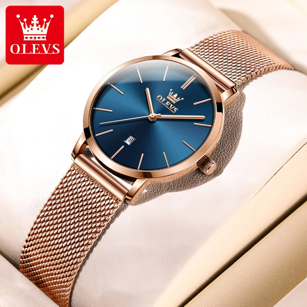 OLEVS 5869 Women Watch Original Brand Simple Mesh Belt Quartz Watch Automatic Date Waterproof Luminous Watches For Women Box