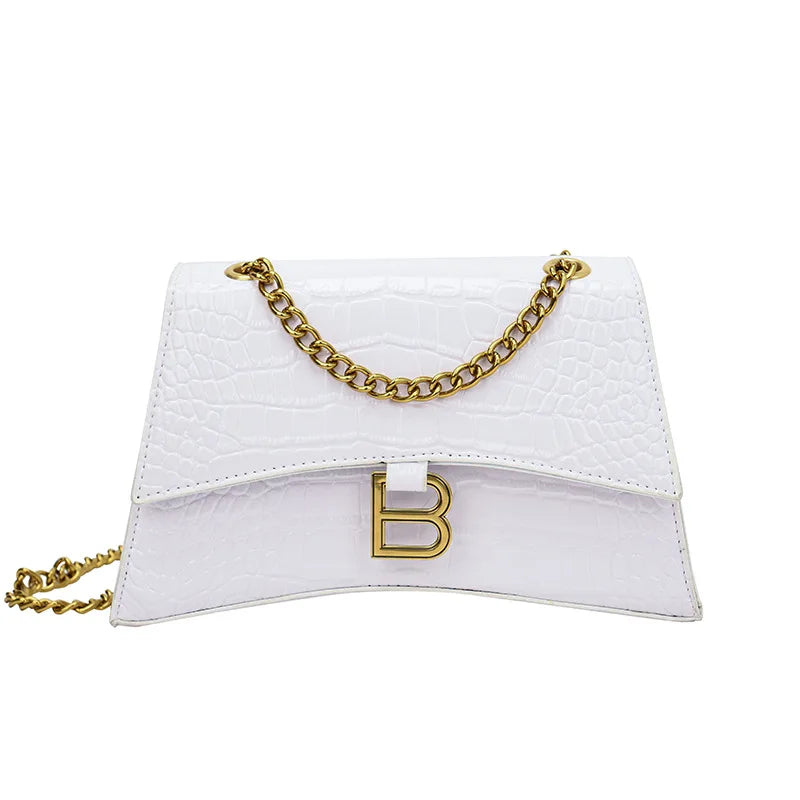 Solid Color Crossbody Bag 2025 for Women, Casual Crocodile Pattern Shoulder Purse, Lightweight Hourglass Bag for Daily Use