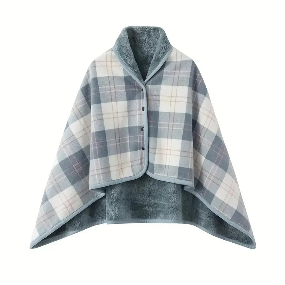 Throw Blankets Plaid Blanket Wearable Blanket Thicken Soft Home Shawl with Button Polyester Flannel Blanket Travel