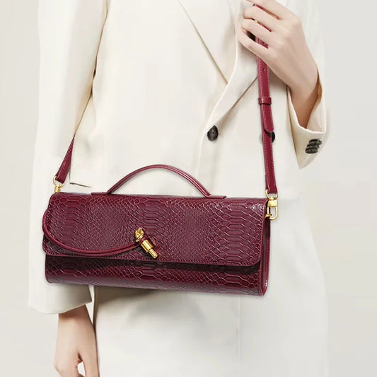 Luxury Design Top-Handle Bag For Women Evening Handbag Long Purse, Crocodile Pattern Crossbody Shoulder Bags Fashionable Outfits