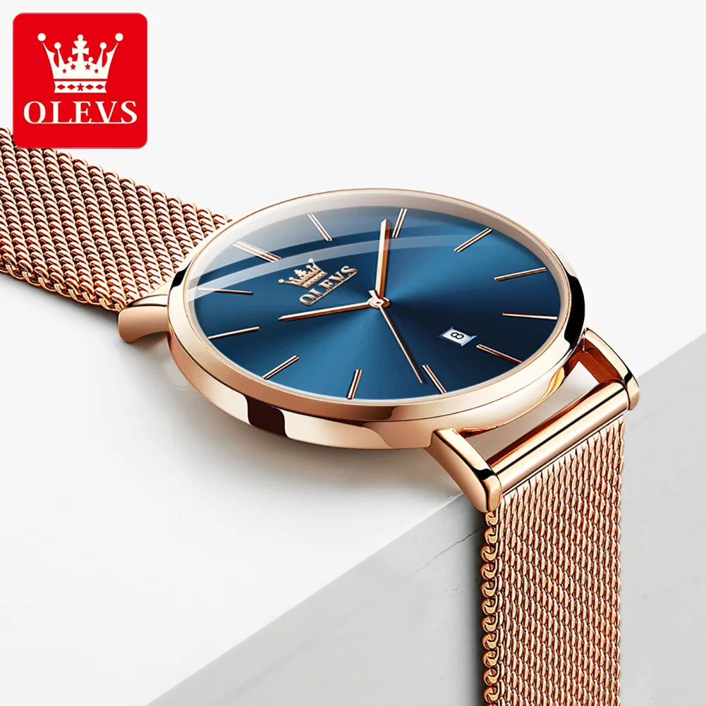 OLEVS 5869 Women Watch Original Brand Simple Mesh Belt Quartz Watch Automatic Date Waterproof Luminous Watches For Women Box