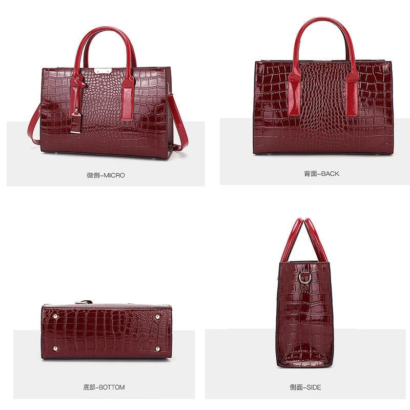 Crocodile Patterned Women's Handbag Luxurious Tote Bag Adjustable Shoulder Strap Large-capacity Crossbody Bag Suitable for Work