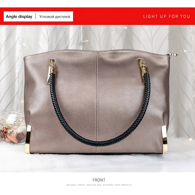 FOXER Brand Stylish Women Cowhide Leather Handbag Female Shoulder Bag Design Luxury Lady Large Capacity Zipper Top-Handle Bags