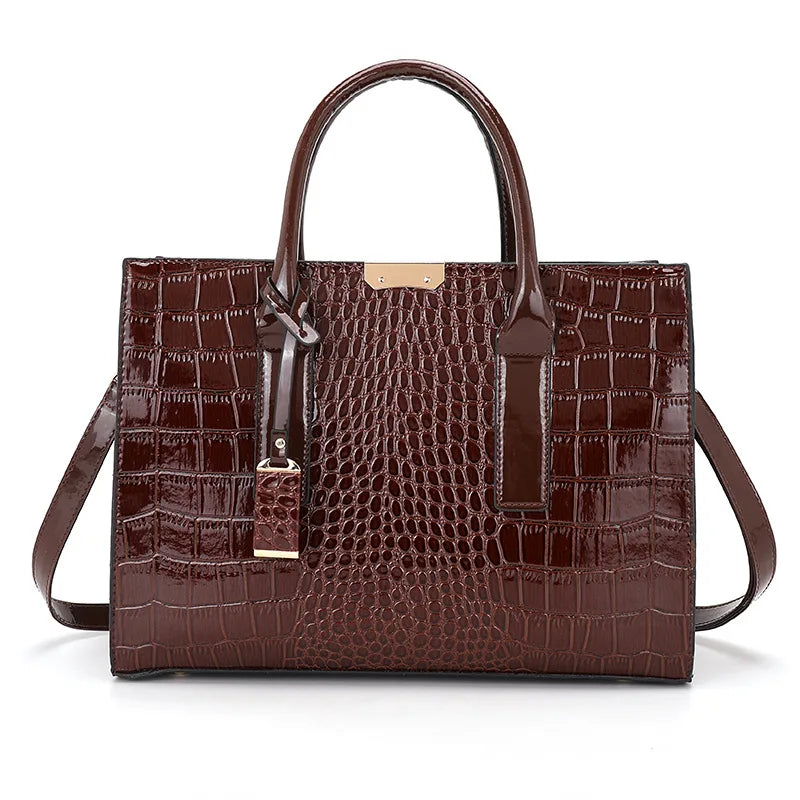 Crocodile Patterned Women's Handbag Luxurious Tote Bag Adjustable Shoulder Strap Large-capacity Crossbody Bag Suitable for Work