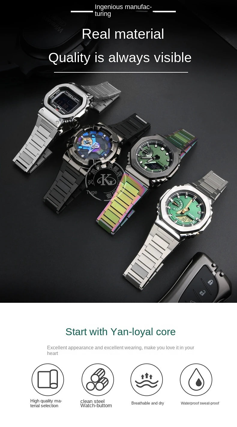 For Casio GA-2100 GM2100 watchband G-SHOCK farmhouse oak modified refined steel watch chain steel men's strap wristband Bracelet