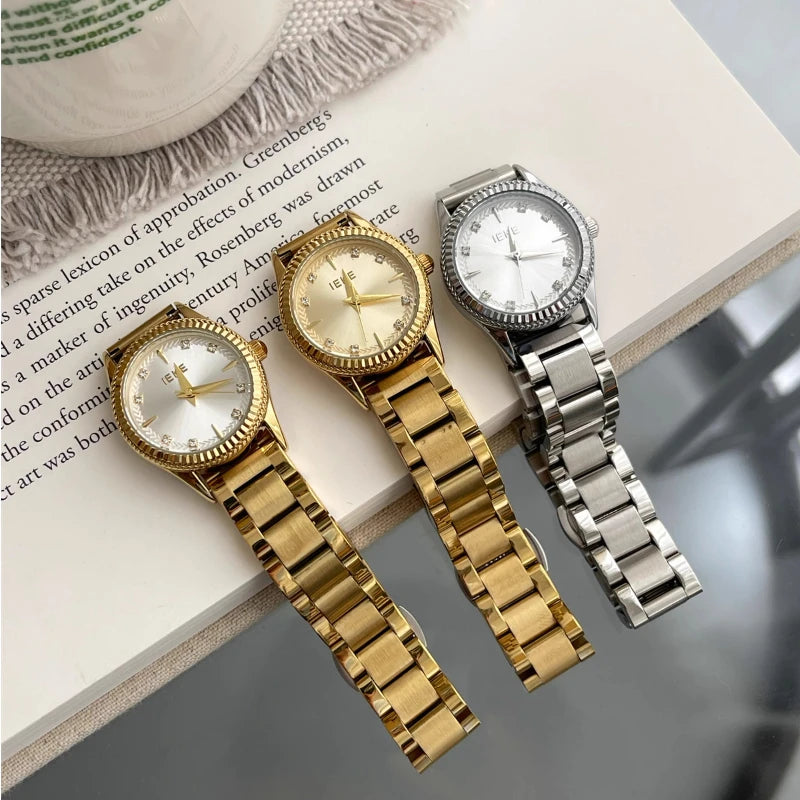 2025 New Woman Wrist Watches Dress Gold Watch Women Crystal Diamond Watches Stainless Steel Silver Watch Women